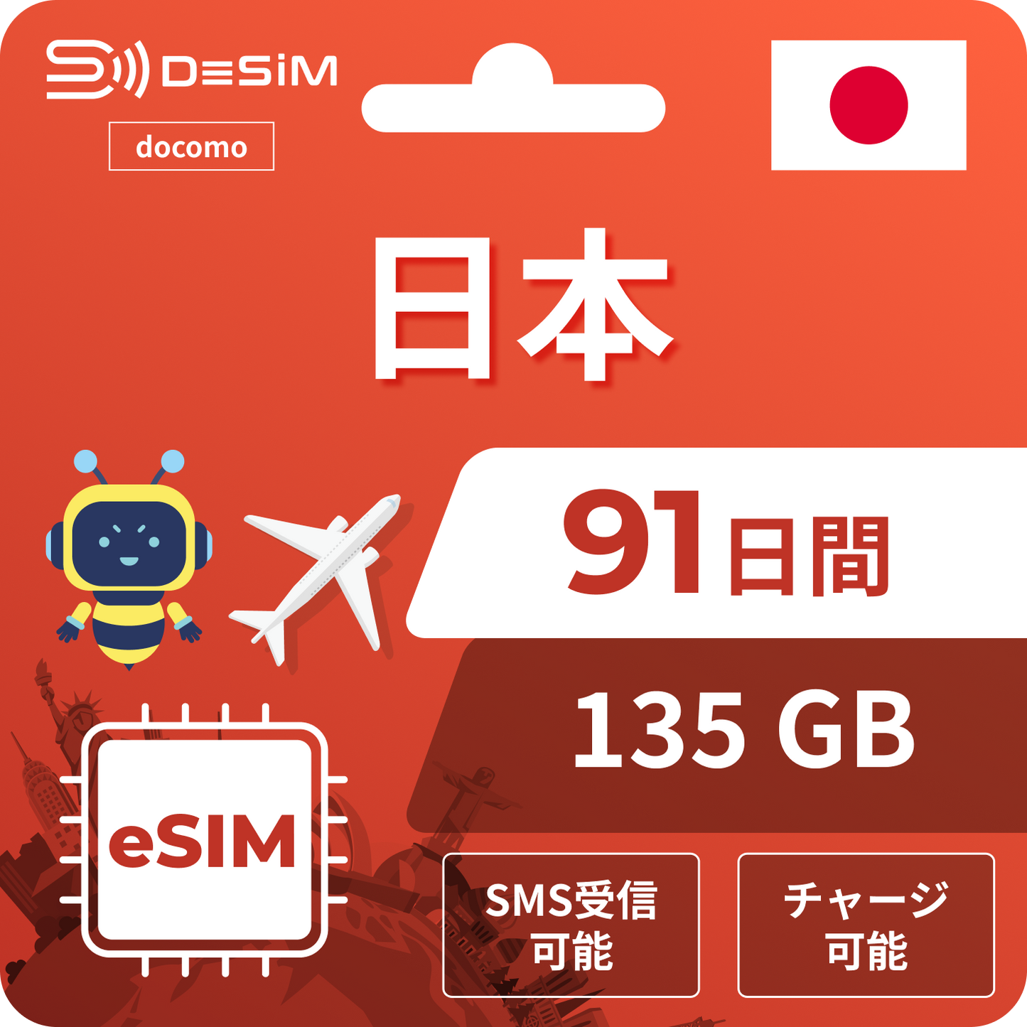 日本eSIM|ドコモ・91日間 eSIM