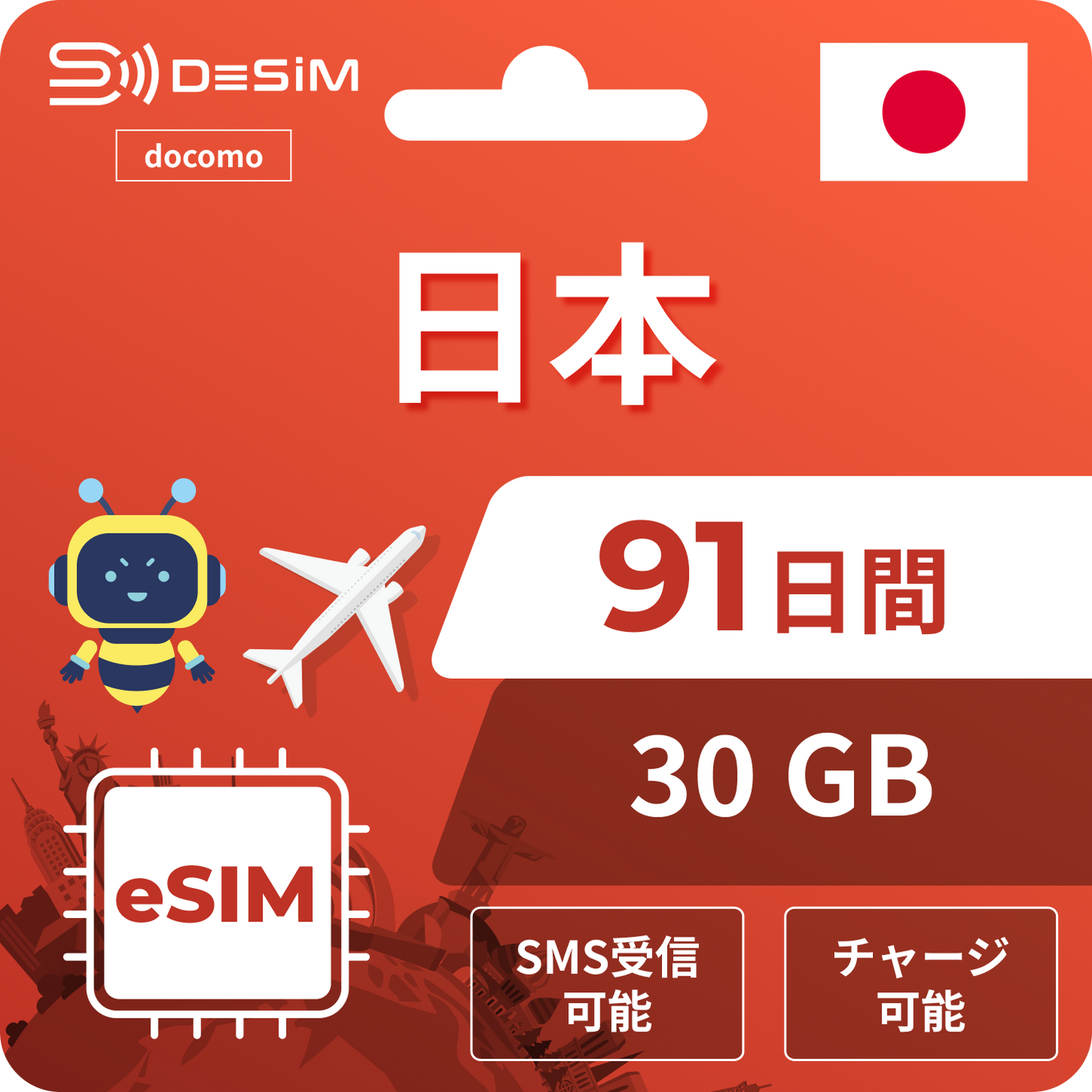 日本eSIM|ドコモ・91日間 eSIM