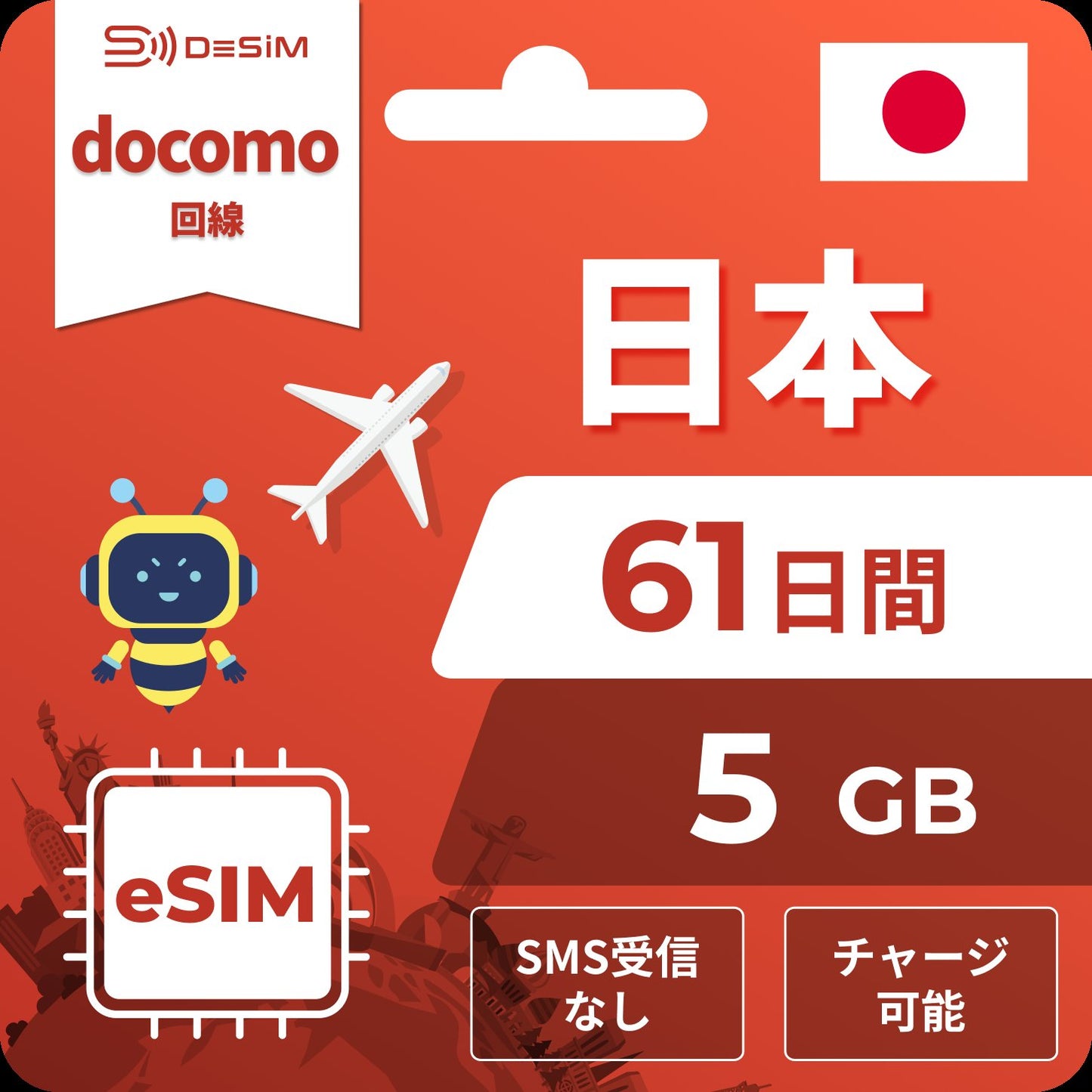 日本eSIM｜ドコモ・61日間 eSIM