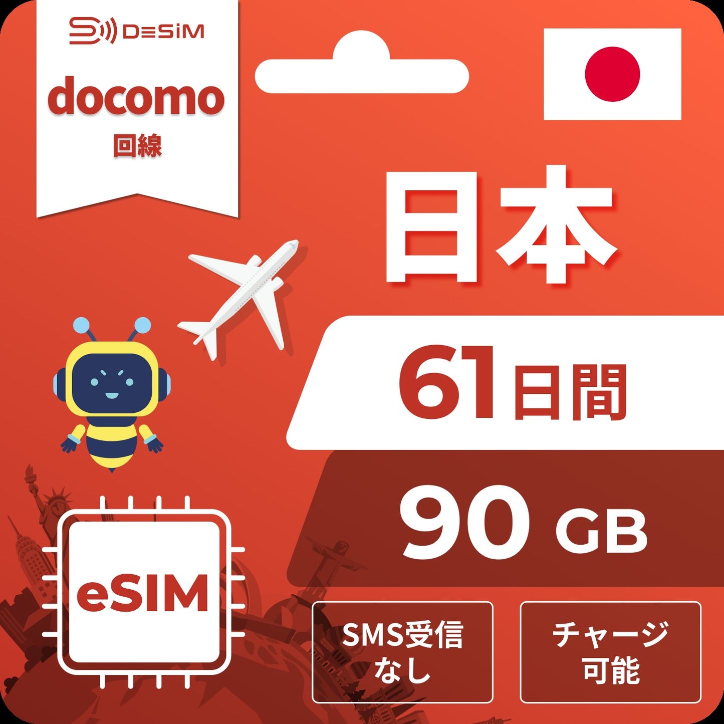 日本eSIM｜ドコモ・61日間 eSIM