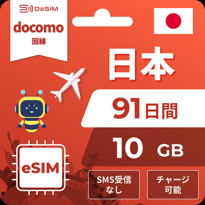 日本eSIM｜ドコモ・91日間 eSIM