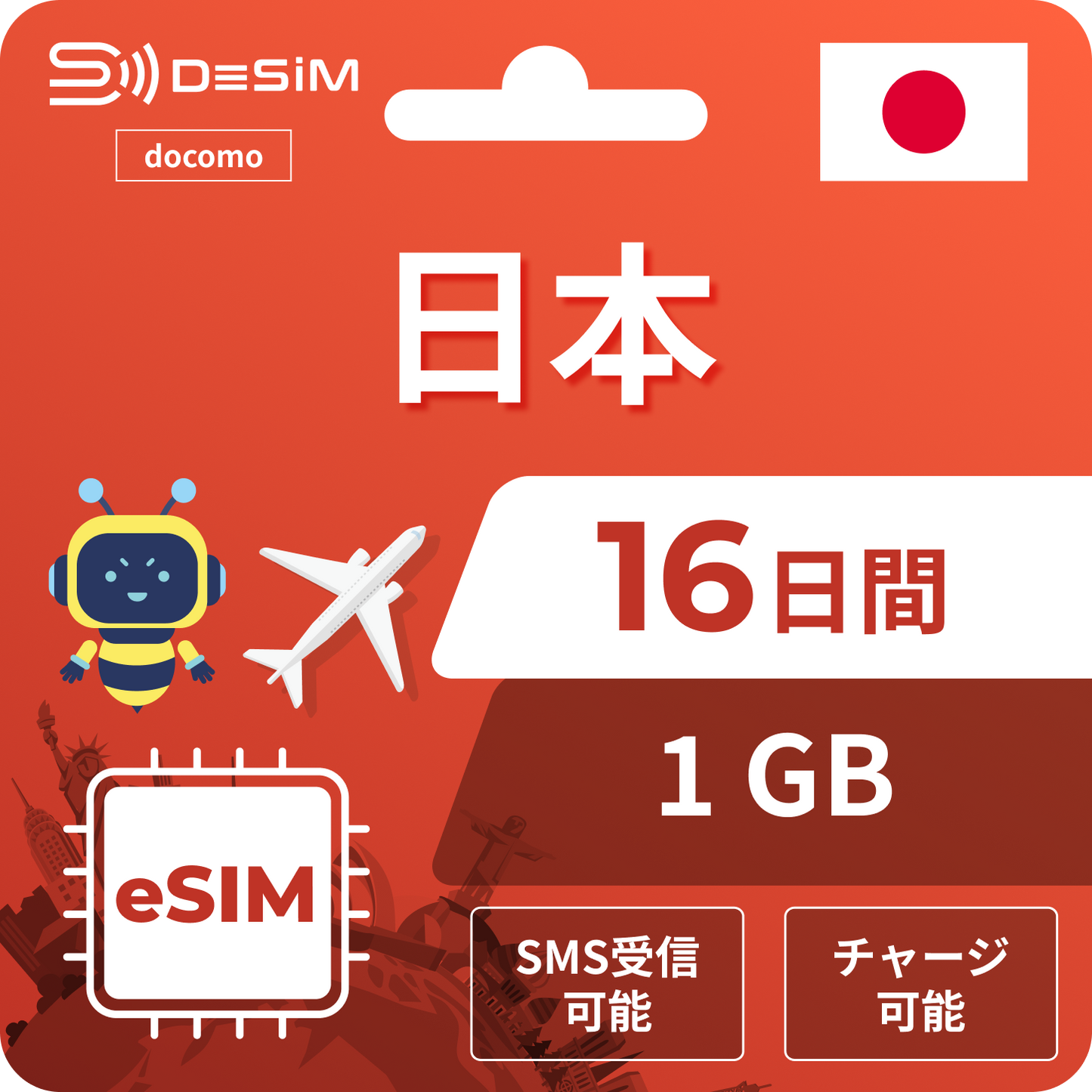 日本eSIM｜ドコモ・16日間 eSIM