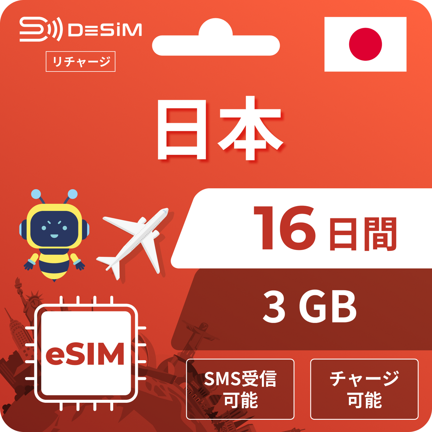 ドコモ安定回線｜16日間 リチャージ eSIM