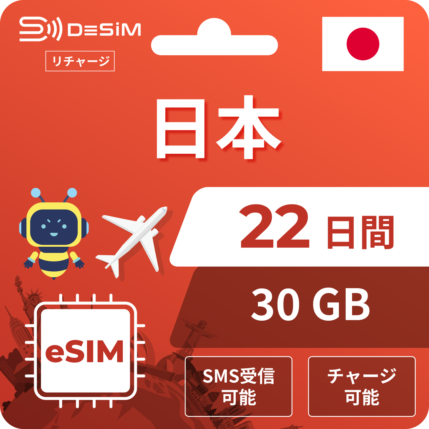 ドコモ安定回線｜22日間 リチャージ eSIM