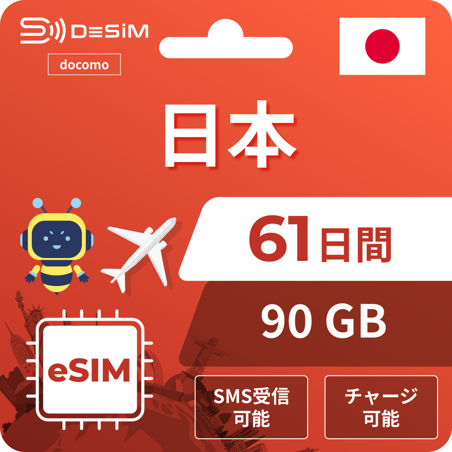 日本eSIM｜ドコモ・61日間 eSIM