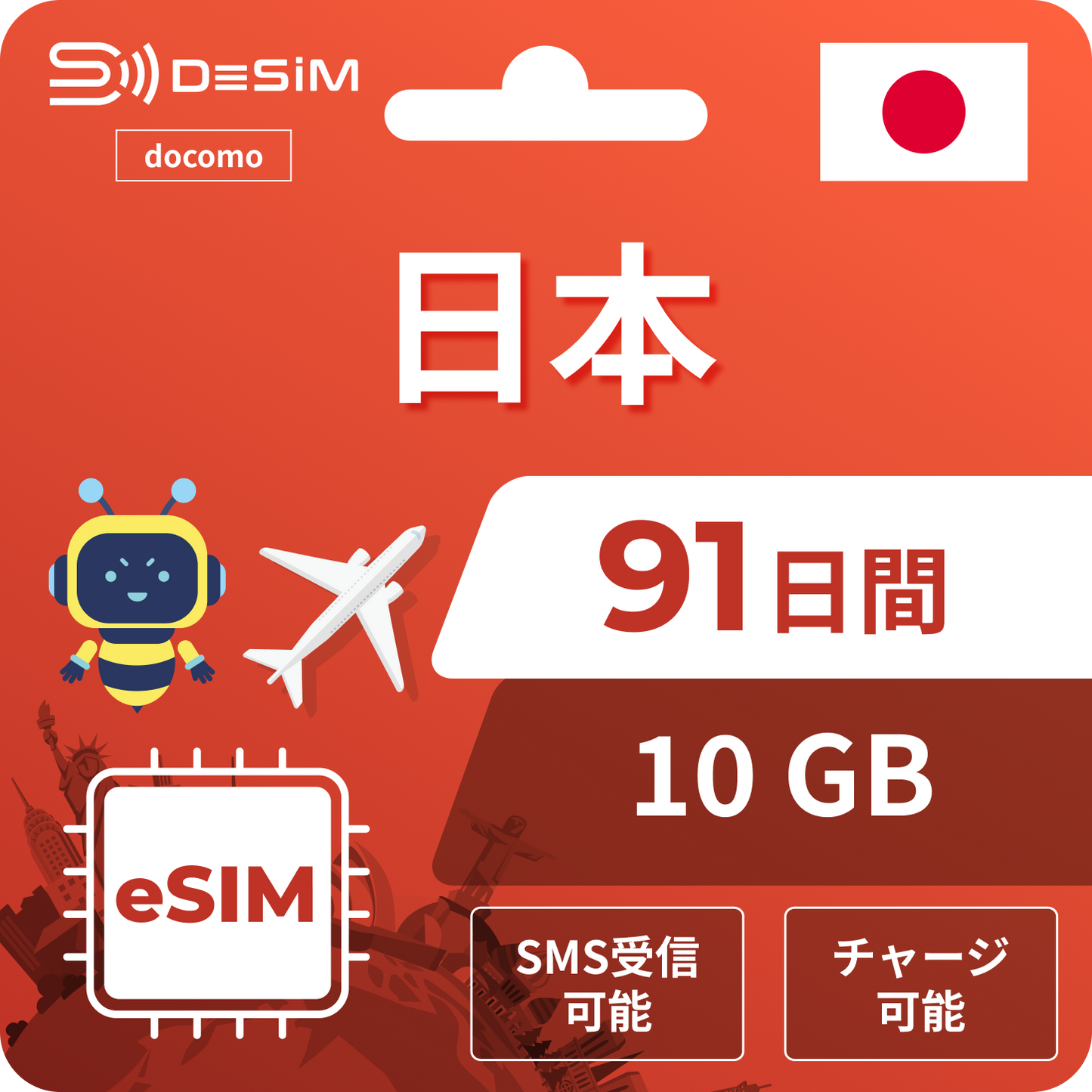 日本eSIM｜ドコモ・91日間 eSIM